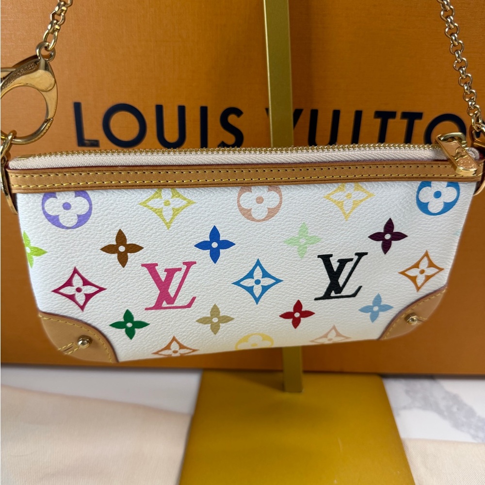 Louis Vuitton White Multicolor Monogram Pochette Milla Mirakami MM - Picture 4 of 8